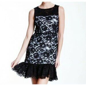 Jill Stuart Lace Dress Ruffle Hem Floral Dress Size 6 Silk Lining Whimsygoth